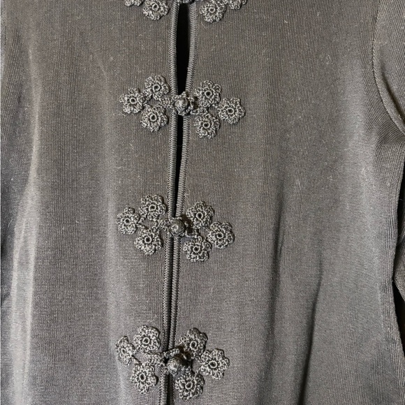 Peruvian Connection 100% Pima Cotton Black Embroidered Cardigan Tunic Size Large - Picture 3 of 4